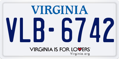 VA license plate VLB6742