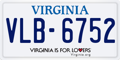 VA license plate VLB6752
