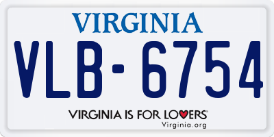 VA license plate VLB6754
