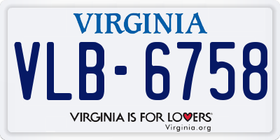 VA license plate VLB6758