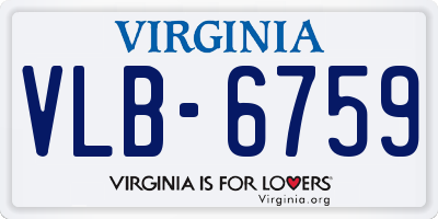 VA license plate VLB6759