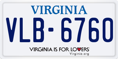 VA license plate VLB6760