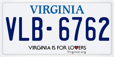 VA license plate VLB6762