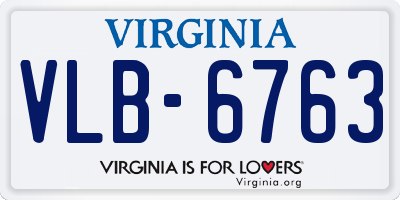 VA license plate VLB6763