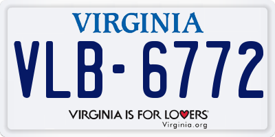 VA license plate VLB6772