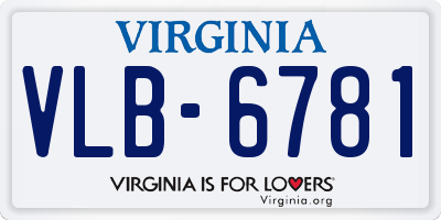 VA license plate VLB6781