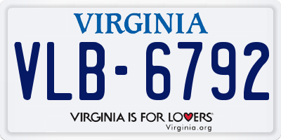 VA license plate VLB6792