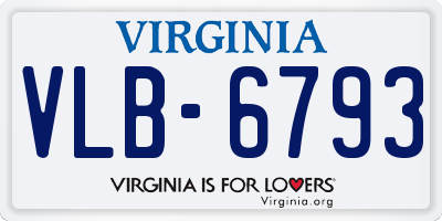 VA license plate VLB6793