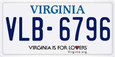 VA license plate VLB6796