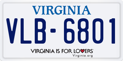 VA license plate VLB6801