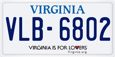 VA license plate VLB6802