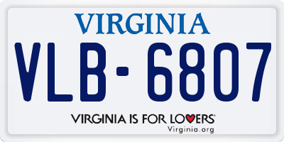 VA license plate VLB6807