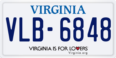 VA license plate VLB6848