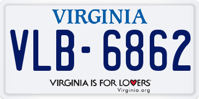 VA license plate VLB6862