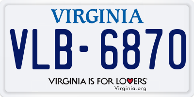 VA license plate VLB6870