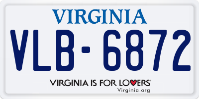 VA license plate VLB6872
