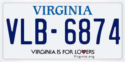 VA license plate VLB6874