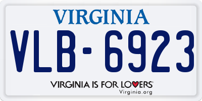 VA license plate VLB6923