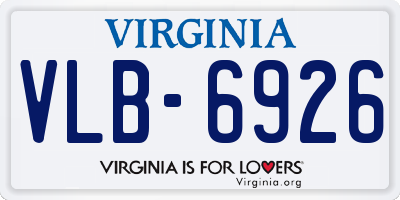 VA license plate VLB6926