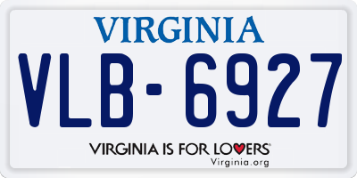VA license plate VLB6927
