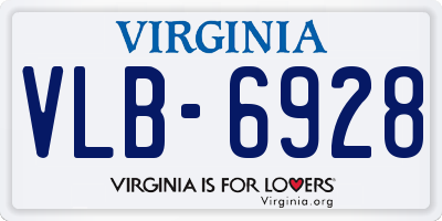 VA license plate VLB6928