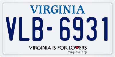 VA license plate VLB6931