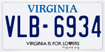 VA license plate VLB6934