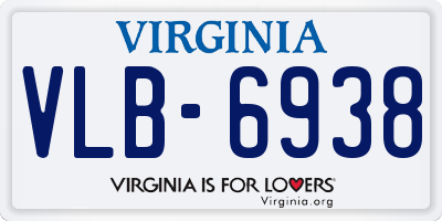 VA license plate VLB6938