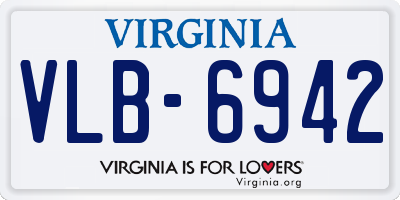 VA license plate VLB6942
