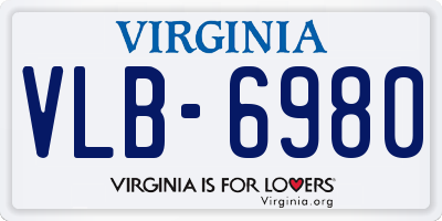 VA license plate VLB6980