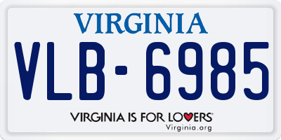 VA license plate VLB6985