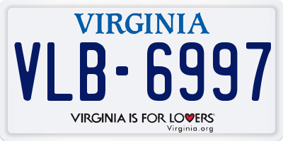 VA license plate VLB6997