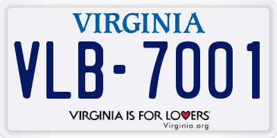 VA license plate VLB7001