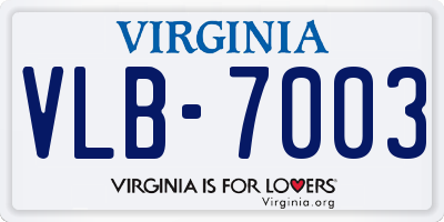 VA license plate VLB7003