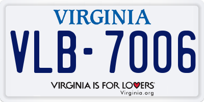 VA license plate VLB7006