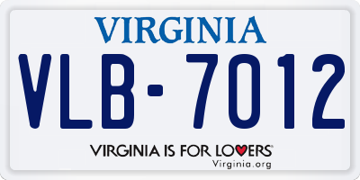 VA license plate VLB7012