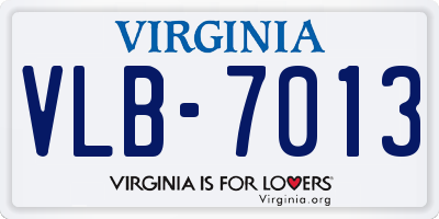 VA license plate VLB7013