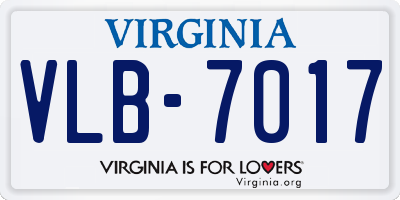 VA license plate VLB7017