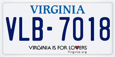 VA license plate VLB7018