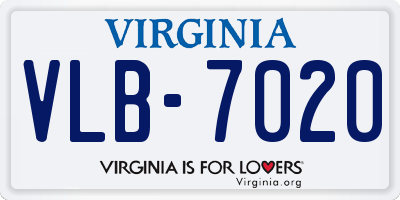 VA license plate VLB7020