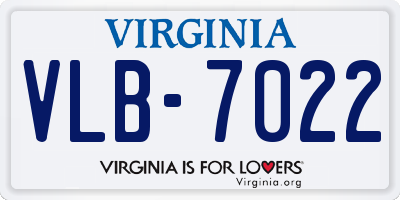 VA license plate VLB7022