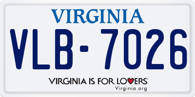 VA license plate VLB7026
