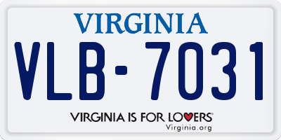 VA license plate VLB7031