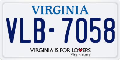 VA license plate VLB7058