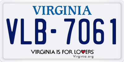 VA license plate VLB7061