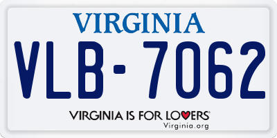 VA license plate VLB7062