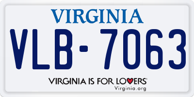 VA license plate VLB7063