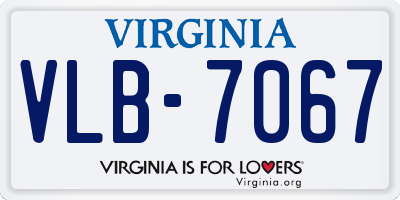 VA license plate VLB7067