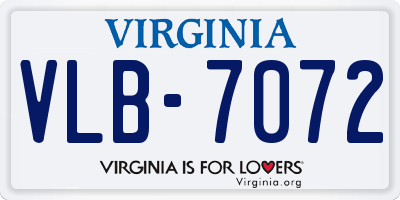 VA license plate VLB7072