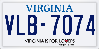 VA license plate VLB7074